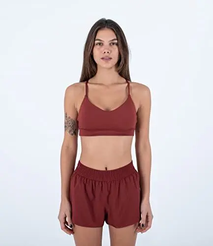 Produktbild: Hurley Damen Solid Cross Back Sports BH Tshirt, Chili, M