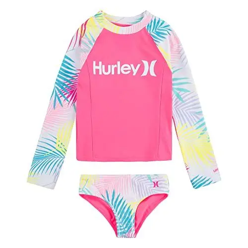 Produktbild: Hurley Mädchen Hrlg 2 Piece Rashguard Set Zweiteiliger Badeanzug, Pink Punch, 7 años