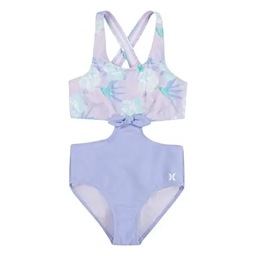 Produktbild: Hurley Mädchen Hrlg Tie Front Monokini Einteiliger Badeanzug, Light Orchid, 8 años