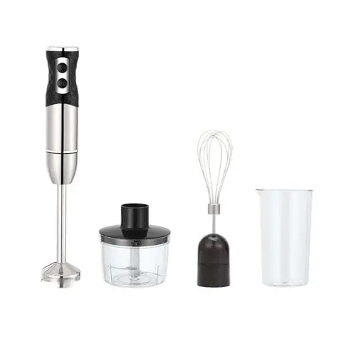 Produktbild: HURRISE Stabmixer Set 4 in 1 Pürierstab Stabmixer,Leistungsstarker Motor-Handmixerstab,Elektrischer Geeignet Zerkleinerer Mixer für Zerkleinern Stampfen Rühren Mixen und Eis-Crushen