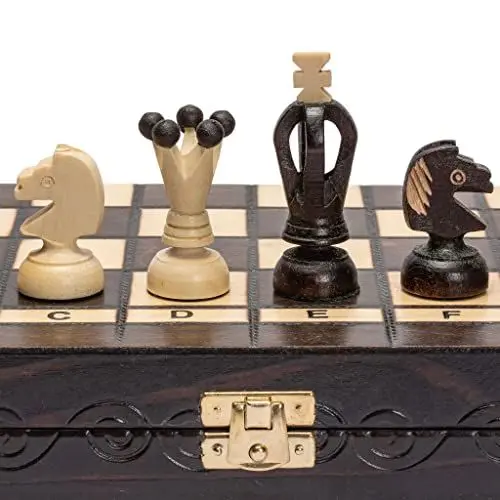 Produktbild: Husaria European International Chess Holzspielset, King's Continental- 35 Zentimeter - Klappbrett mit Filzboden Schachfiguren