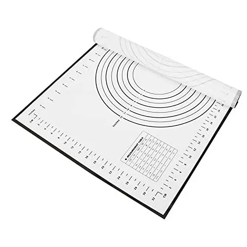 Produktbild: HUSHUI Backmehlmatte, Antihaft-Teigknetbrett, Silikon-Backmatte mit Skala Zum Backen von Fondant, Zuckerguss, Kuchen, Pizza, Brot (Schwarz)