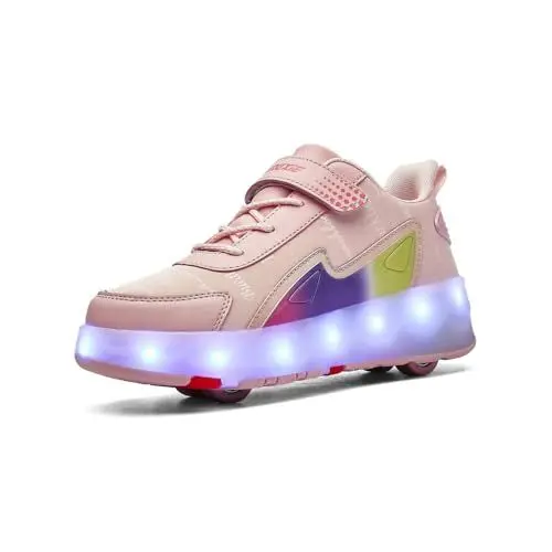 Produktbild: HUSKSWARE Rollschuhe,4-Rad-Skateschuhe,Schuhe mit Rollen zum Gehen und Rollen, für Jungen und Mädchen, Rosa, 32 EU