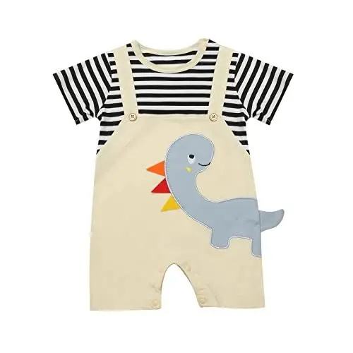 Produktbild: Husmeu Babykleidung Kleider Dinosaurier Erleben Sie den ultimativen Komfort und Stil mit unseren niedlichen und qualitativ hochwertigen Produkten 0-3 3-6 6-9 9-12m grau