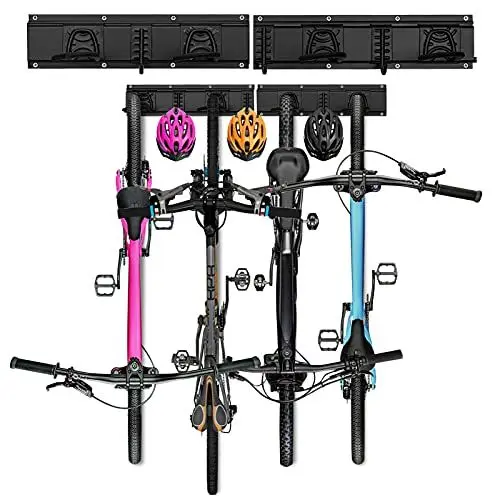 Produktbild: Hutigertech Fahrradhalter Wandhalterung für Fahrräder und Helmhaken, Fahrrad Wandhalterung für Garage oder Wohnung, Wand Fahrradaufhängung mit Rahmenschutz