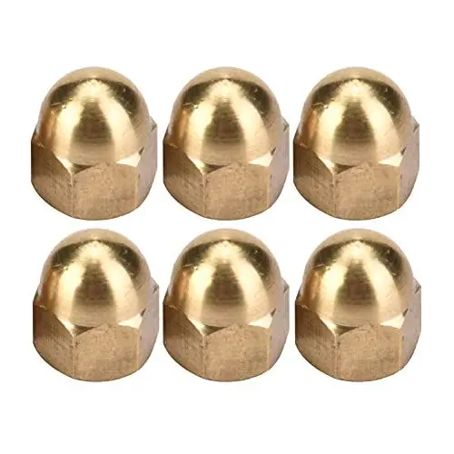 Produktbild: Hutmuttern-Set aus Messing, Kuppelkopfkappe, Messing-Hutmuttern, Kopfkappe, Sechskantmuttern-Set, Maschinen, Möbel, Fahrzeuge, Befestigungselemente Zur Befestigung von Reifen (M6 (20 STÜCKE))