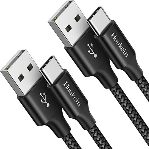 Produktbild: Huukein USB C Kabel (2M 2Stück) QC3.0 Schnellladekabel, USB auf USB C Ladekabel für Samsung Galaxy S24 S20 FE S10 A15 A14 A34 A23 A55 A54 A53 A52 A50, iPhone 15, Redmi, Pixel, Schwarz