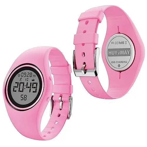 Produktbild: HUYVMAY Fitness Schrittzähler Uhr ohne App und Handy, IP68 wasserdichte Digitale Armbanduhr mit 2 Wecker, Stoppuhr, Countdown Stoppuhr, Distanzzähler, Kalorienzähler, Schritt Tracker für Damen/Kinder