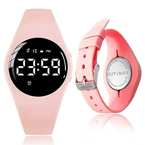 Produktbild: HUYVMAY Fitness Tracker Schrittzähler Uhr Keine App Kein Handy, 20-tägige Akkulaufzeit Wiederaufladbare Uhr Wasserdicht Fitnessuhr Mit Kalorienrechner Timer 3 Wecker, Sportuhr für Damen und Kinder