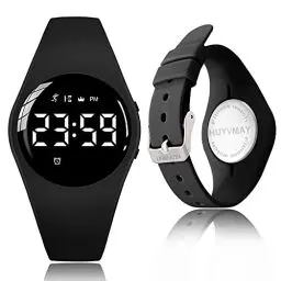 Produktbild: HUYVMAY Fitness Tracker Schrittzähler Uhr Keine App Kein Handy, 20-tägige Akkulaufzeit Wiederaufladbare Uhr Wasserdicht Fitnessuhr Mit Kalorienrechner Timer 3 Wecker, Sportuhr für Damen und Kinder