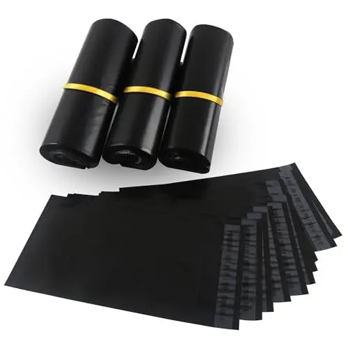 Produktbild: HVDHYY Versandbeutel Plastik Versandtaschen Schwarz 50Stück Plastikversandbeutel Warensendung Wasserdichte, Selbstklebend, Blickdicht, Reißfest, 400mmX500mm Versandtüten Schwarz