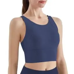 Produktbild: Hveuluop Gieen Racerback-Sport-BH für Damen – Bügelloser, Fest Gepolsterter U-Ausschnitt, Langer Workout Bra, Starker Halt, Stoßfester Yoga-Bustier