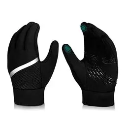 Produktbild: hvoolee Kinder Handschuhe Warme Winterhandschuhe - Touchscreen Fahrradhandschuhe Wasserdicht Kids Outdoor Sport Thermo Fleece laufhandschuhe Mit Anti-Rutsch für Jungen Mädchen Schwarz, S(4-6 Years)