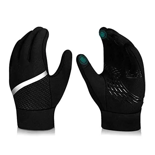 Produktbild: hvoolee Kinder Handschuhe Warme Winterhandschuhe - Touchscreen Fahrradhandschuhe Wasserdicht Kids Outdoor Sport Thermo Fleece laufhandschuhe Mit Anti-Rutsch für Jungen Mädchen Schwarz, S(4-6 Years)