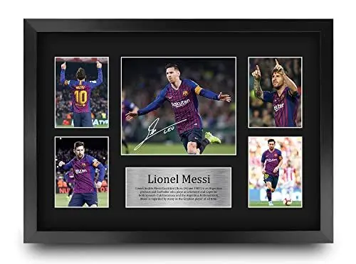 Produktbild: HWC Trading Lionel Messi A3 Gerahmte Signiert Gedruckt Autogramme Bild Druck-Fotoanzeige Geschenk Für Barcelona Fußball Fans
