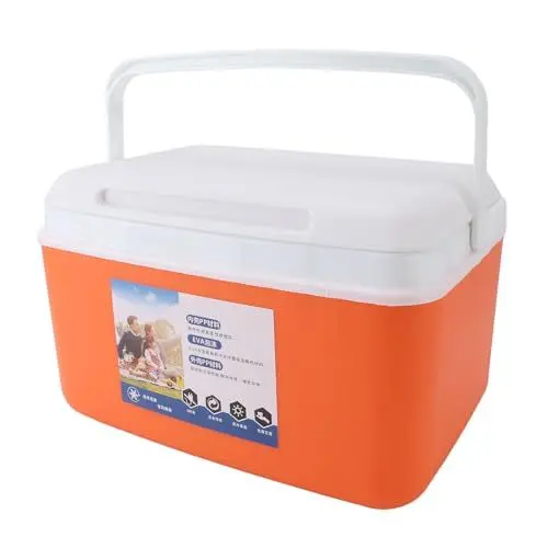 Produktbild: Bonbela 8L Isolierter Tragbarer Kühler, Effiziente Warm-Kälte-Isolierung, Tragbare Harte Kühlbox, Eiskühler für Camping, Picknick, Strand, Getränke, Angeln (Orange)