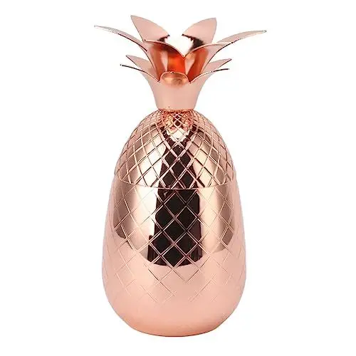 Produktbild: HWGING Cocktail-Shaker in Ananasform, Edelstahl, Polierte, Glatte Oberfläche, 500 Ml, die Hausbar (Roségold)