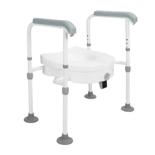 Produktbild: HWGING Toilettensitzerhöhung mit Griffen, Hochstabile Toilettensitzerhöhung aus Edelstahl für Senioren und Schwangere Frauen