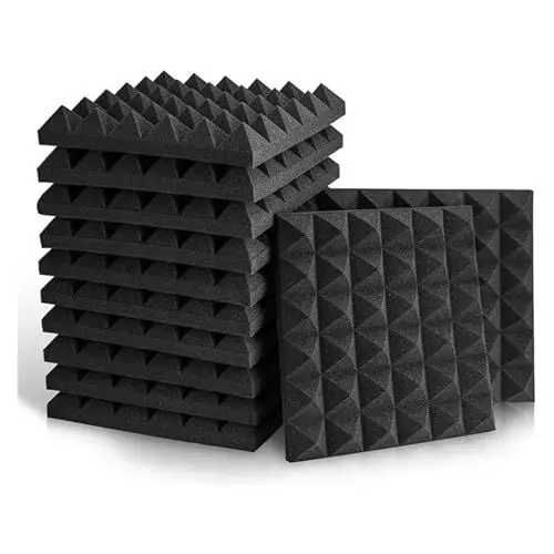 Produktbild: HWJFDC Wandpaneele 10 Stück 30 cm * 30 cm * 5 cm Akustikschaumstoffplatten Schalldichte Schaumstoffwandplatten Studioschalldämmung an der Wand KTV-Raum Schalldichter Schaumstoff(Black 30x30x5cm 1Pc)