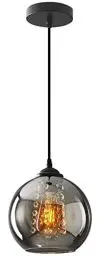 Produktbild: H.W.S Glas Pendelleuchte Kristall Pendellampe Modern Kugel Kronleuchter Design Kreative Hängeleuchte Höhenverstellbar Innen Dekoration Hängelampe Wohnzimmer Leuchte (Smoky gray, 1 flamming)