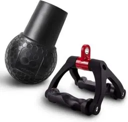 Produktbild: HXD-ERGO Doppel D Rudergriff Landmine Set, Aufsatz für Langhantel, Parallelgriff Latzug für Klassische Ruderübungen, Seilzug Griffe Fitness Pull Down Griff für Home Gym