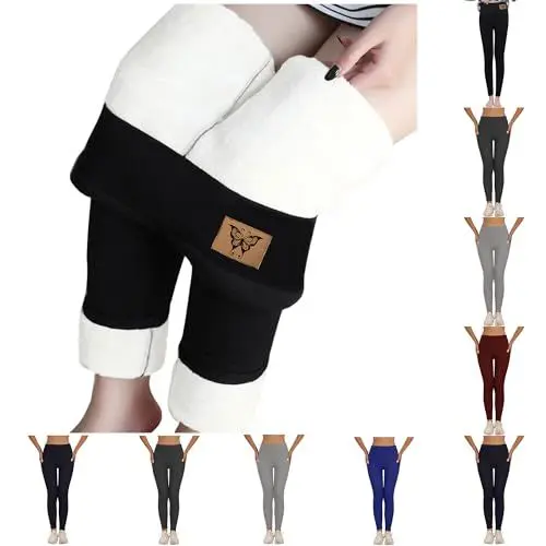 Produktbild: HXRYPG Thermo Leggings Damen Gefüttert Thermohose Fleece Thermoleggins Winter Strumpfhose Blickdicht Winterleggins Verdickte Sport Leggings Winterhose Lang Fleecehose Laufhose Outlet 01 Schwarz M