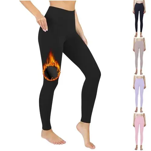 Produktbild: HXRYPG Thermo Leggings Damen Warme Leggins High Waist Yogahose Sportleggins Laufhose Strumpfhose Blickdicht Winterleggins Fleece Leggings Thermoleggings Thermohose Jogginghose Damen Sale L Schwarz
