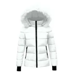 Produktbild: HXRYPG Winterjacke Damen Steppjacke Warme Daunenjacke mit Kapuze Wintermantel Langarm Parka Elegant Steppmantel Winter Mantel Winterparka Reißverschluss Outdoorjacke Puffer Jacke Gutschein Weiß XXL