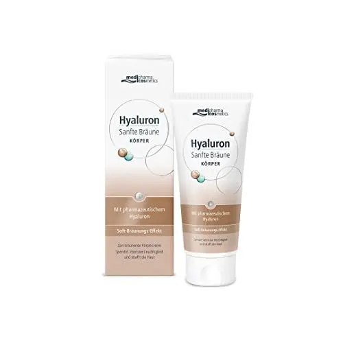 Produktbild: HYALURON SANFTE BRÄUNE KÖRPERPFLEGE 200ml, für einen gleichmäßigen Soft-Bräunungs-Effekt ohne Streifenbildung, für ein angenehmes Hautgefühl, mit angenehmem Duft, zieht schnell ein und fettet nicht.