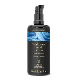 Produktbild: Hyaluron Serum hochdosiert 100ml - 24h Feuchtigkeit - Hyaluronsäure Serum Gesicht - Vegan - Gesichtspflege Männer und Frauen - Anti Aging Hyaluronic Acid Gesichtsserum mit BIO Aloe Vera, Satin Naturel