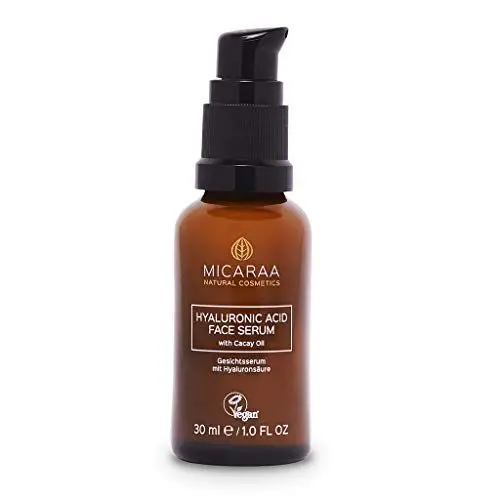 Produktbild: Hyaluronsäure Serum Hochkonzentriert auf Aloe Vera Basis - Anti-Aging Gesichtsserum mit Antioxidantien Vitamin C und Ectoin, Hyaluron Konzentrat – von MICARAA - Naturkosmetik Made in Germany