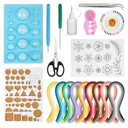 Produktbild: Hyber&Cara 19 Stück Papier Quilling Werkzeug Set mit 45 Farben 900 Papierstreifen Breite 5mm Quilling Schimmel Board Korkplatte