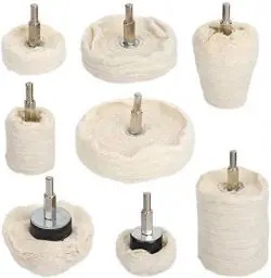 Produktbild: Hyber&Cara Polierscheiben für Bohrmaschinen - 8tlg Polieraufsatz Akkuschrauber Set - zum Polieren von Manifold Aluminium Edelstahl Chrom Schmuck Holz Plastik usw