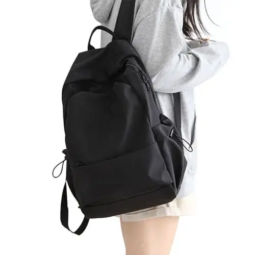Produktbild: HYC00 Schulrucksack Damen, Causal Travel Schultaschen 15.6 Zoll Laptop Rucksack für Mädchen im Teenageralter Leichter Rucksack Wasserabweisend Bookbag College Boys Men Work Daypack,Schwarz L
