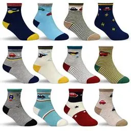 Produktbild: HYCLES Baby Socken - 12 Paar Anti Rutsch Socken Kind ABS Socken Kinder Stoppersocken Kinder Baby Jungen Mädchen Kinder Kleinkind 07 Luftfahrzeuge für 1-3 Jahre
