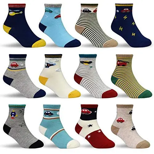 Produktbild: HYCLES Baby Socken - 12 Paar Anti Rutsch Socken Kind ABS Socken Kinder Stoppersocken Kinder Baby Jungen Mädchen Kinder Kleinkind 07 Luftfahrzeuge für 1-3 Jahre