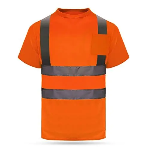 Produktbild: HYCOPROT Warnschutz T-Shirt Warnweste Reflektierend Warnweste Atmungsaktiv Leicht Kurzarmshirt Kurzarm Arbeitskleidung Sichtbarkeit Hemden
