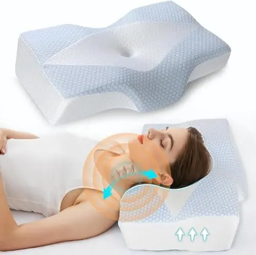 Produktbild: Hydomi Memory Foam Orthopädisches Kissen: Ergonomisches Kopfkissen für Nackenschmerzen-Nackenkissen Kopfkissen- Antischnarchkissen für Seiten, Rücken & Bauchschläf-Hohles Design, Ohrenschmerzen-frei