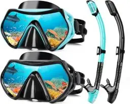 Produktbild: Hydomi Schnorchelset Erwachsene Anti-Fog Taucherbrille mit 180° Panorama Sichtfeld, Dry Top Schnorchel 3-Kanal System, Auslaufsichere Tauchmaske aus gehärtetem Glas für Tauchen Schwimmen