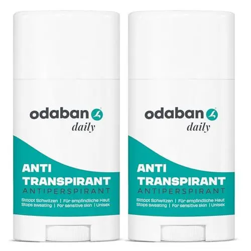 Produktbild: odaban daily Antitranspirant Deo Stick, 2er Set, 2x60g I Deo gegen Schwitzen pflegt die Haut I Dezenter Unisex Duft I Geeignet für sensible Haut & viele Körperstellen