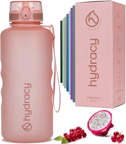 Produktbild: Hydracy Trinkflasche mit Fruchteinsatz - 2L Wasserflasche - BPA-freie Trinkflasche mit Zeitmarkierung Auslaufsichere Sportflasche - Kondensationsfrei für Sport und Outdoor