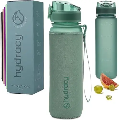 Produktbild: Hydracy Trinkflasche mit Fruchteinsatz - 500ml Wasserflasche - BPA-freie Trinkflasche mit Zeitmarkierung Auslaufsichere Sportflasche - Kondensationsfrei für Sport und Outdoor