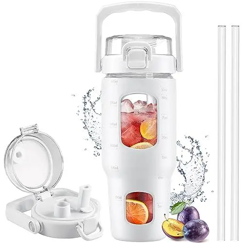 Produktbild: HYDRAGLAZIC 960ml Glasflasche mit Strohhalm