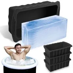Produktbild: Hydream 4Stück 1,36kg Eiswürfelform, Dicke Silikon Große Eiswürfelformen Eiswürfelschalen Wiederverwendbare Ice Cube für Eisbad Tonne Badewanne Eisbadewanne Kalte Tauchbecken Kühler Ice Bath -Schwarz