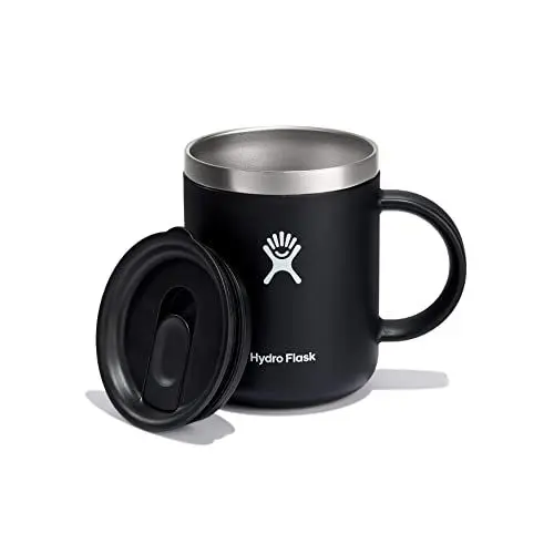 Produktbild: HYDRO FLASK - Kaffeebecher 354ml (12 oz) - Vakuumisolierter Thermobecher aus Edelstahl - Isolierbecher mit Griff & Steckdeckel - Reise-Becher - Spülmaschinenfester Kaffeebecher - Black