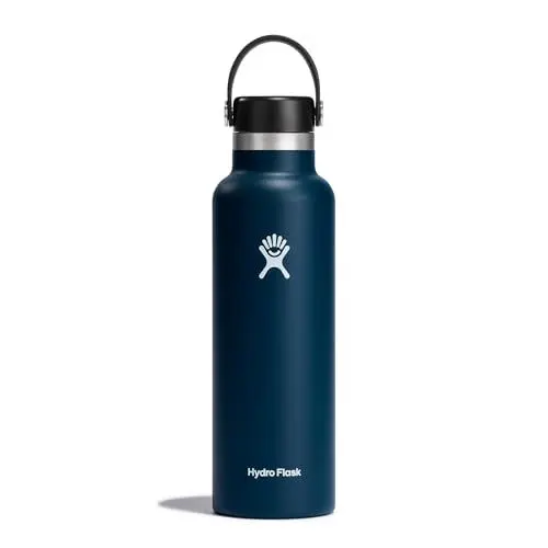 Produktbild: HYDRO FLASK - Trinkflasche 621ml (21oz) - Isolierte Wasserflasche aus Edelstahl - Sportflasche mit auslaufsicherem Flex Deckel & Gurt - Thermoflasche Spülmaschinenfest - Kleine Öffnung - Indigo