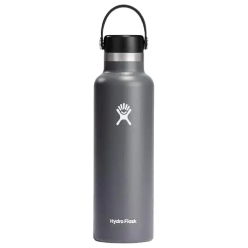 Produktbild: HYDRO FLASK - Trinkflasche 621ml (21oz) - Isolierte Wasserflasche aus Edelstahl - Sportflasche mit auslaufsicherem Flex Deckel & Gurt - Thermoflasche Spülmaschinenfest - Kleine Öffnung - Stone