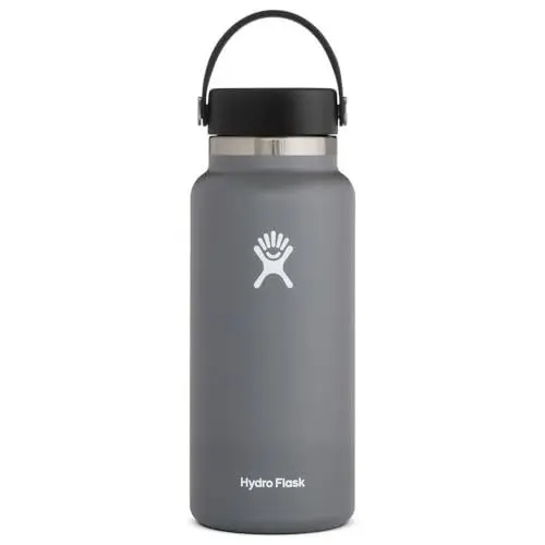 Produktbild: HYDRO FLASK - Trinkflasche 946ml (32oz) - Isolierte Wasserflasche aus Edelstahl - Sportflasche mit auslaufsicherem Flex Cap-Deckel & Gurt - Thermoflasche Spülmaschinenfest - Größe Öffnung - Stone
