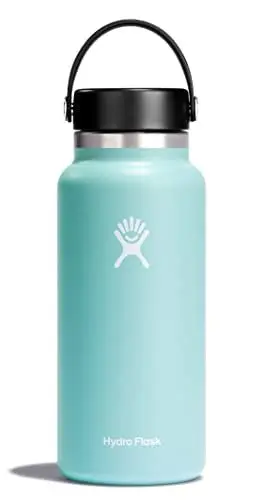 Produktbild: HYDRO FLASK - Trinkflasche 946ml (32oz) - Isolierte Wasserflasche aus Edelstahl - Sportflasche mit auslaufsicherem Flex Cap-Deckel & Gurt - Thermoflasche Spülmaschinenfest - Größe Öffnung - Dew
