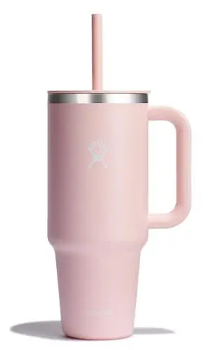 Produktbild: HYDRO FLASK - Travel Tumbler - Thermobecher 1180 ml (40 Oz) mit verschließbarem Press-In-Strohhalmdeckel - Edelstahl - Doppelwandige Vakuumisolierung - Spritzwassergeschützter Deckel - Trillium